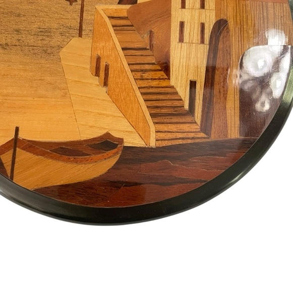 Notturno Intarsio Inlaid Wood
Art Seaside Town Sorrento
Italy Plaque 7.5” Round - Picture 7 of 12